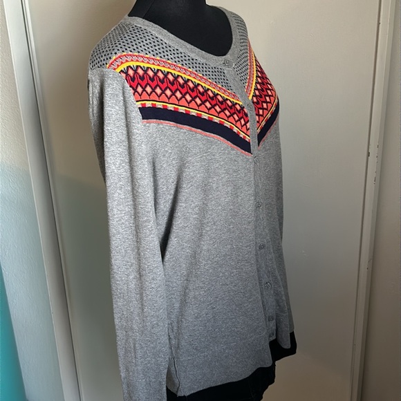 Merona Women's Soft and Cozy Gray Button Down Cardigan with Chevron Trimmed - Picture 5 of 9